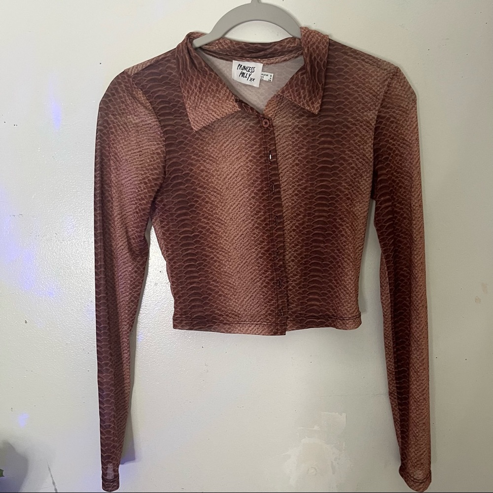 princess polly button up mesh top